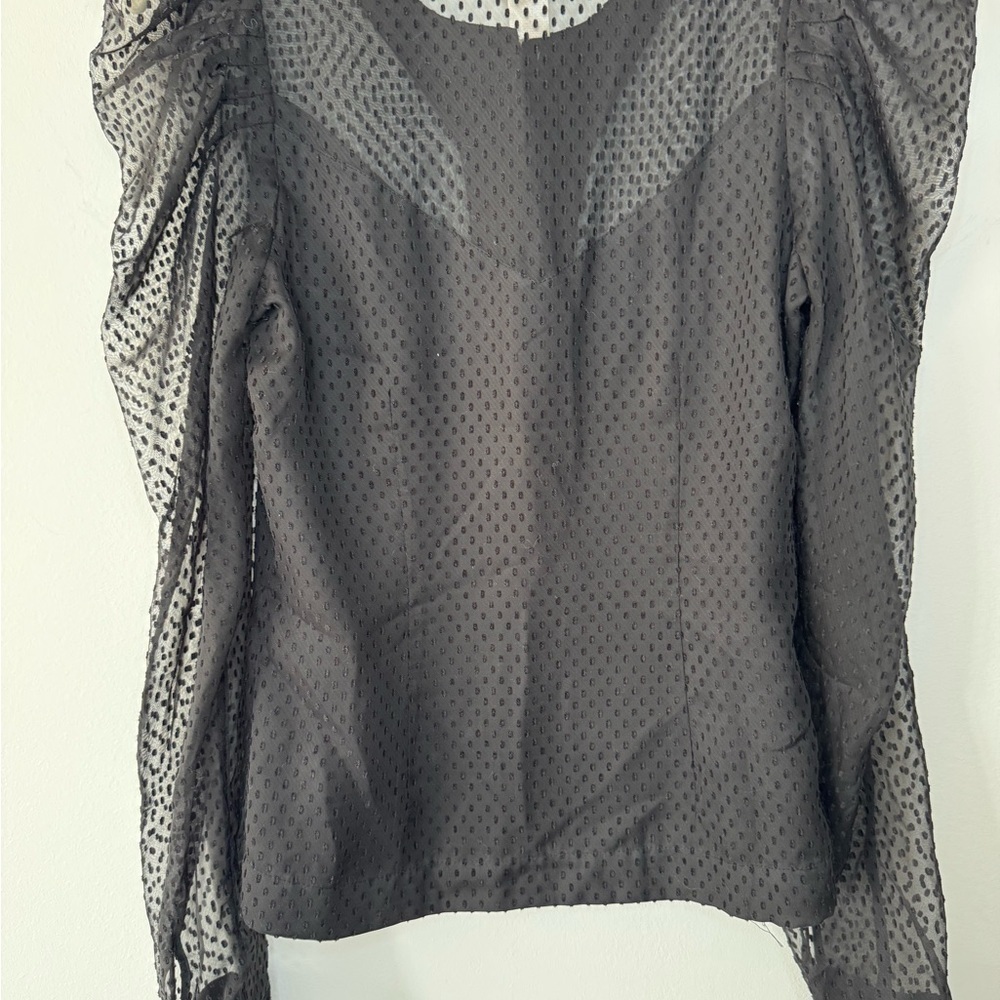 H&M Lace Polka Dot Sheer Top – Size 4, Puffed Sleeves - Picture 13 of 16